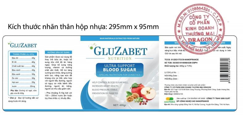 Bao bì sản phẩm sữa non Gluzabet